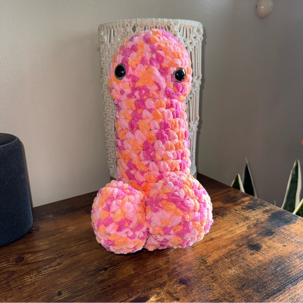Handmade Crochet Pink and Orange Willy Penis Plush